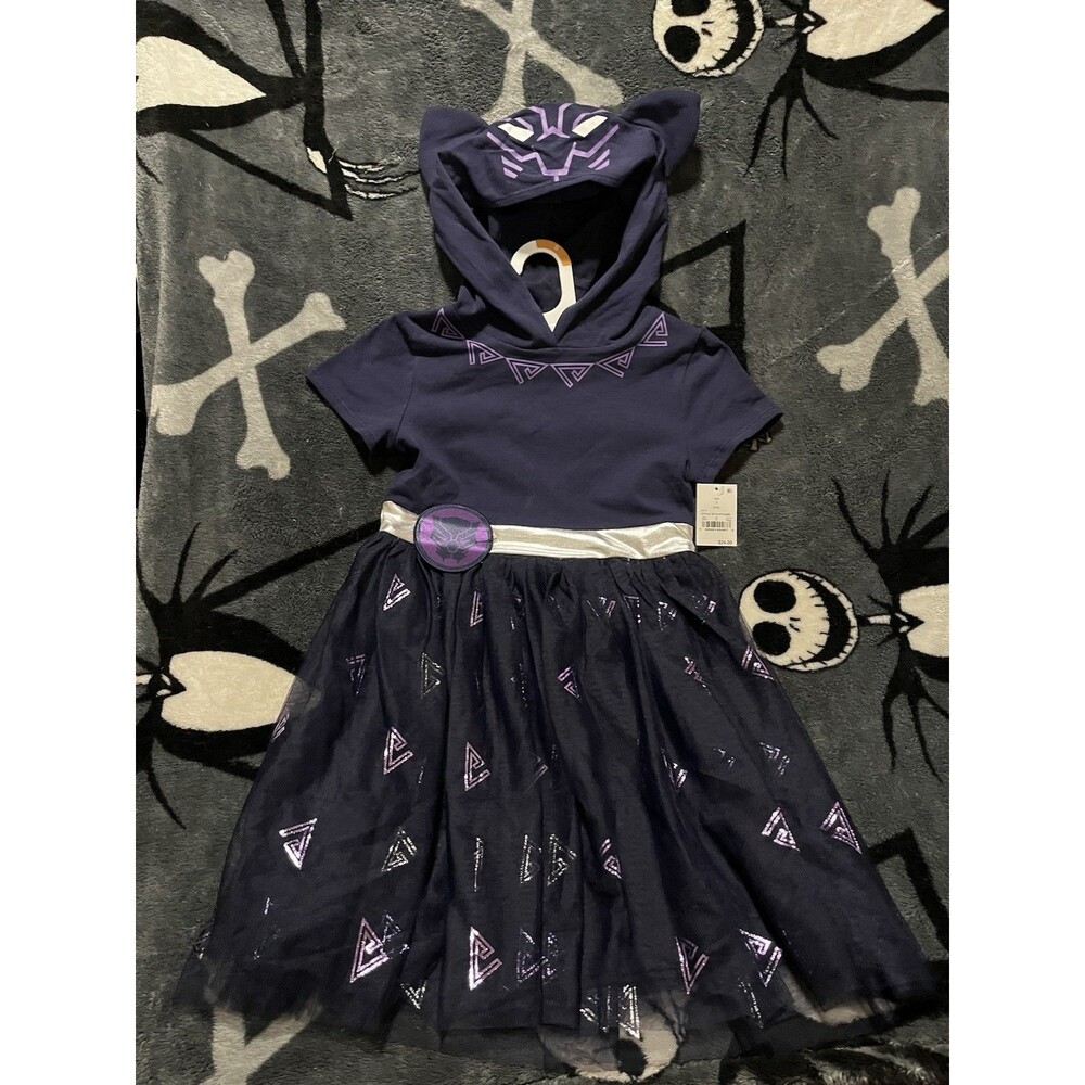 (p20) MARVEL Black Panther Girls Dress Up Cosplay Hoodie Tutu Size 6/6x